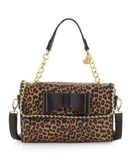 Tough Love Pebbled Mini Satchel Bag, Leopard   Betsey Johnson