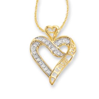 diamond i love you heart pendant in 10k gold $ 289 00 add to bag