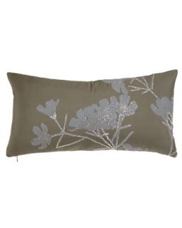Floral Pillow w/ Embroidery & Beading, 11 x 22   Donna Karan Collection
