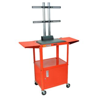 Luxor Adjustable Height Flat Panel Cart with Cabinet and Drop Leaf Shelves AV