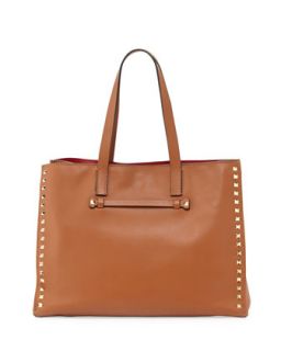 Rockstud Soft Double Strap Tote Bag, Cuir/Rossa   Valentino