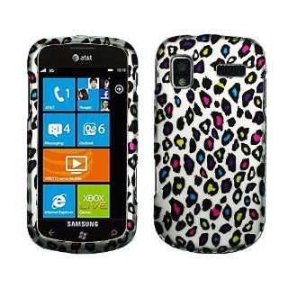 Colorful Leopard Animal Print Rubberized Coating Premium Snap on Protector Faceplate Hard Case for Samsung Focus i917 Cell Phones & Accessories