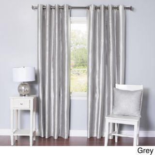 Best Home Fashion Grommet top Blackout Faux Silk Curtain Panel Pair Grey Size 52 x 84