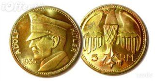 Gold Germania Adolf Hitler Wwii Coin Medal Eagle Replica 
