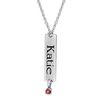 Vertical Birthstone Dangle Name Pendant in Sterling Silver (1 Name and