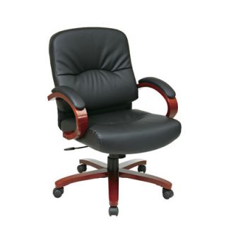 Office Star Leather Office Chair with Wood Base WD567x Back Mid Back