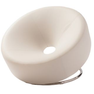 Home Loft Concept Dion Leather Modern Round Chair NFN1485 Color White