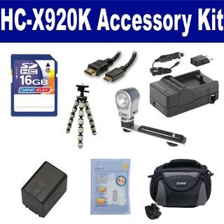 Panasonic HC X920K Camcorder Accessory Kit includes SDVWVBN260 Battery, SDM 1551 Charger, SD4/16GB Memory Card, SDC 26 Case, HDMI6FM AV & HDMI Cable, ZELCKSG Care & Cleaning, ZE VLK18 On Camera Lighting, GP 22 Tripod  Digital Camera Accessory Kit