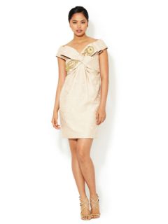 Jacquard Tiered Bow Cocktail Dress by Notte By Marchesa