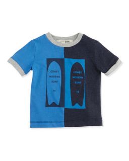 2 Tone Surfboard Graphic Tee, Blue, 12 24 Months