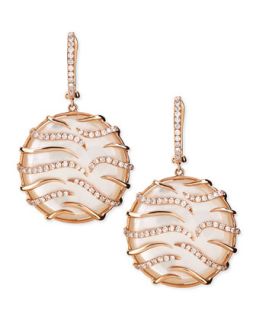 Luna Small Round 18k Pink Gold Diamond Mother of Pearl Earrings   Frederic Sage