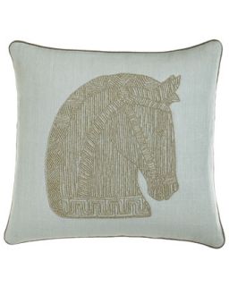 Beaded Linen Horse Pillow   Jonathan Adler