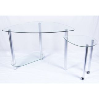 Tier One Designs Extendable Computer Desk with Tower Stand T1D 114 Glass Clear