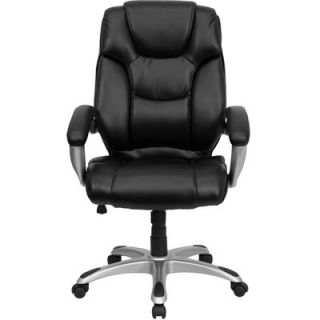 FlashFurniture Leather Executive Chair with Titanium Base and Thick Padded Ar