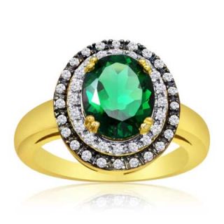 Lab Created Emerald and 1/3 CT. T.W. Enhanced Champagne and White