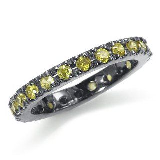 Yellow CZ 925 Sterling Silver Eternity Band Stack/Stackable Ring Size 7 Jewelry