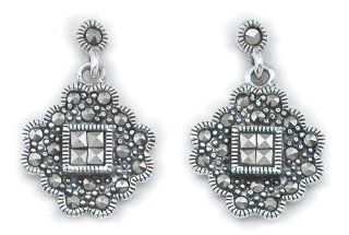 Vintage Marcasite Earrings Sterling Silver 925 Jewelry