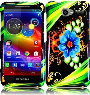 For Motorola Electrify M XT901 Hard Design Cover Case Aqua Flower Accessory Cell Phones & Accessories