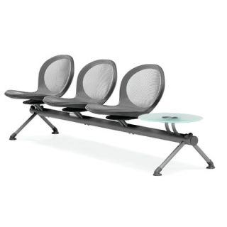 OFM Net Series Mesh Three Chair Beam Seating with Table NB 4G Color Gray