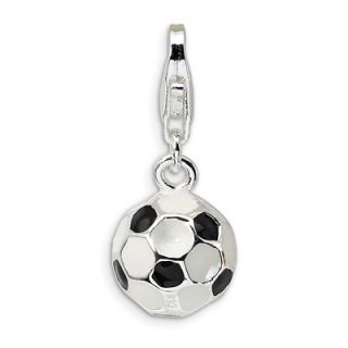 Amore La Vita™ Small Black and White Soccer Ball Charm in Sterling