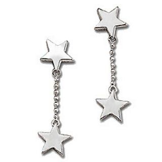 .925 Sterling Silver Star Charms Designer Dangle Drop Earrings Jewelry