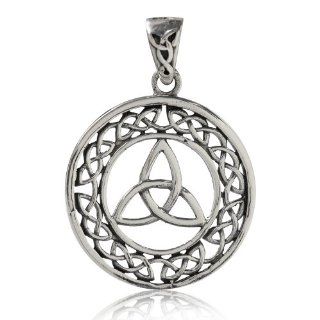 925 Sterling Silver Triquetra Celtic Knot Circle Pendant Jewelry