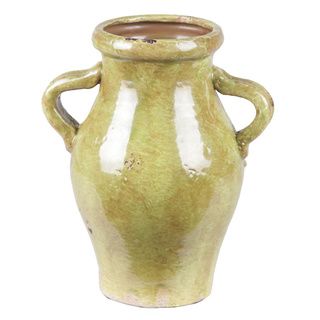 Privilege Small Green Decorative Handled Ceramic Vase