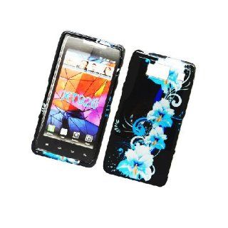 Motorola Droid RAZR HD XT926 XT925 Black Blue Flowers Glossy Cover Case Cell Phones & Accessories