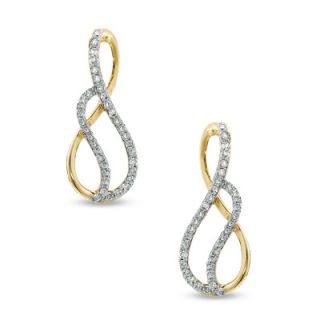 CT. T.W. Diamond Swirl Infinity Loop Earrings in 10K Gold   Zales