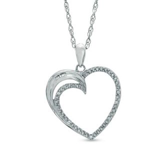 Diamond Accent Offset Heart Pendant in Sterling Silver   Zales