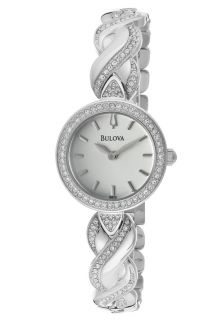 Bulova 96X120  Watches,Womens White Crystal Light Silver Dial Stainless Steel Watch Set, Casual Bulova Quartz Watches