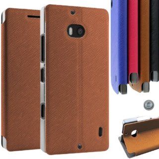 YESOO Nokia Lumia 929 Unique Suction Cup Closure PU Leather Case With Flip Build In Stand Protective Cover (Brown) Cell Phones & Accessories