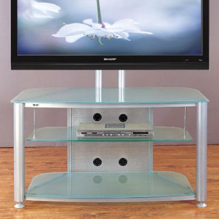 VTI Flat Panel TV Cart 43 TV Stand RFR403 Series Frame Silver, Glass Color
