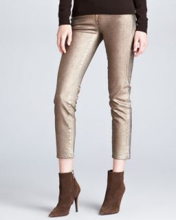 Womens 400 Cropped Matchstick Metallic Jeans, Aged Bronze   Ralph Lauren Black