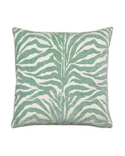 Aqua Zebra Stripe Outdoor Pillow   ELAINE SMITH