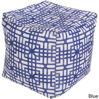 Geometric Blue Outdoor/ Indoor Decorative Cube Pouf