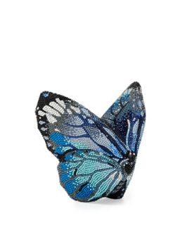 Mila New Butterfly Minaudiere, Silver/Aquamarine   Judith Leiber Couture
