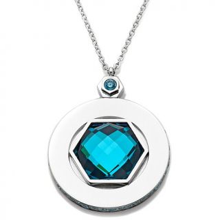 Jane Taylor Elements Stately Steel Geometric CZ Accented Drop Necklace