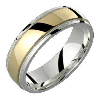 Aldabella   Stunning Two Tone Comfort Fit Wedding Band for Him & Her Custom Made Choose your Size. Alain Raphael Jewelry