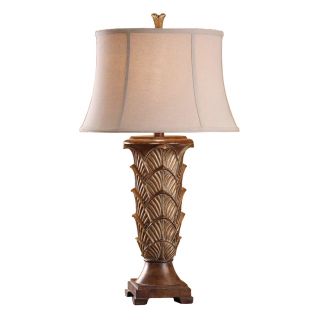 Absolute Decor 35 in 3 Way Switch Regency Gold Indoor Table Lamp with Fabric Shade