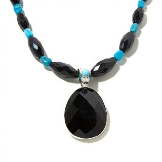 Jay King Indigo Tigress Stone and Turquoise Pendant with Necklace