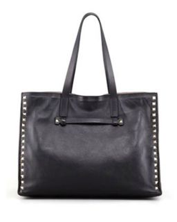 Rockstud Shopping Tote Bag, Black/Poudre   Valentino