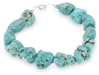 Sterling Silver and Turquoise Nugget Bracelet, 7.5" Jewelry