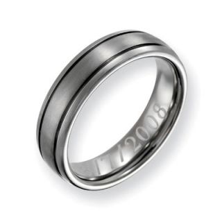 Mens 6.0mm Engraved Titanium Groove Wedding Band (27 Characters