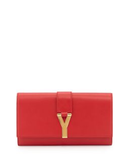 Classic Y Line Clutch Bag, Red   Saint Laurent