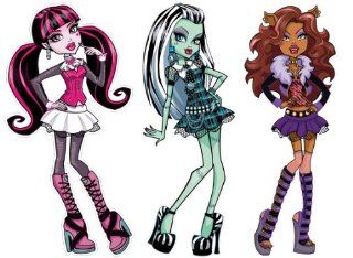 Monster High Set of 3 Removable Wall Stickers Decals 7" Inches Tall Each Draculaura Frankiestein and Clawdeen with Free Skullette   Other Products  