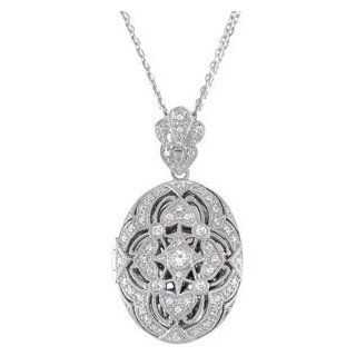 IceCarats Designer Jewelry Sterling Silver Cubic Zirconia Locket Necklace 18 Inch IceCarats Jewelry