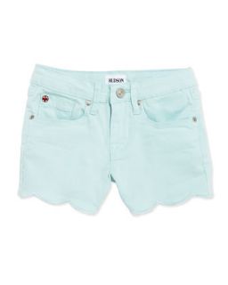 Scalloped Hem Denim Shorts, Blue, Girls 4 6X   Hudson