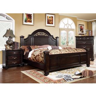 Furniture Of America Grande Dark Walnut Oval Floral Platform Bed