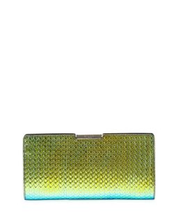 Miley Holographic Frame Clutch Bag, Green/Blue   Milly